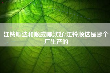 江铃顺达和顺威哪款好/江铃顺达是哪个厂生产的