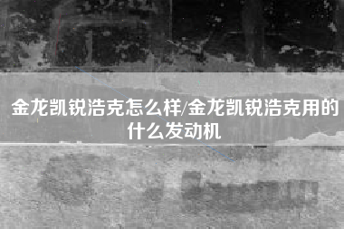 金龙凯锐浩克怎么样/金龙凯锐浩克用的什么发动机