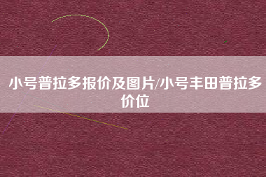 小号普拉多报价及图片/小号丰田普拉多价位